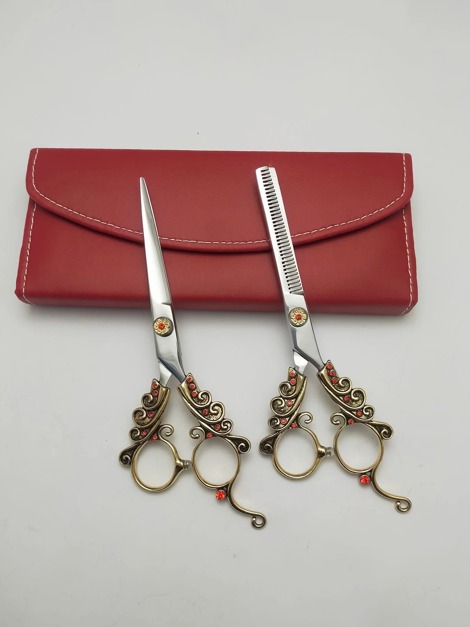 Professional 2-Piece Hair Cutting & Thinning Scissor Set Premium 440C Stainless Steel Barber Shears