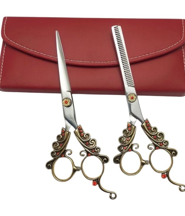 Professional 2-Piece Hair Cutting & Thinning Scissor Set Premium 440C Stainless Steel Barber Shears