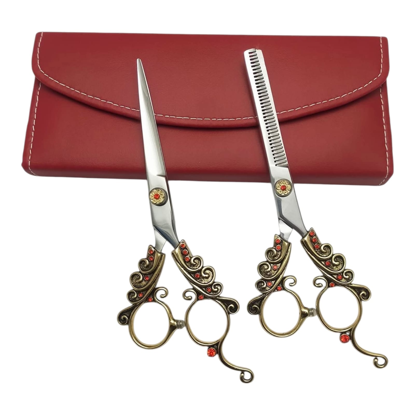 Professional 2-Piece Hair Cutting & Thinning Scissor Set Premium 440C Stainless Steel Barber Shears