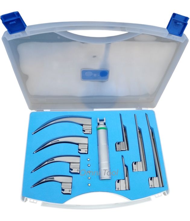 German Quality Fiber Optic Macintosh Laryngoscope Set  8 Blades