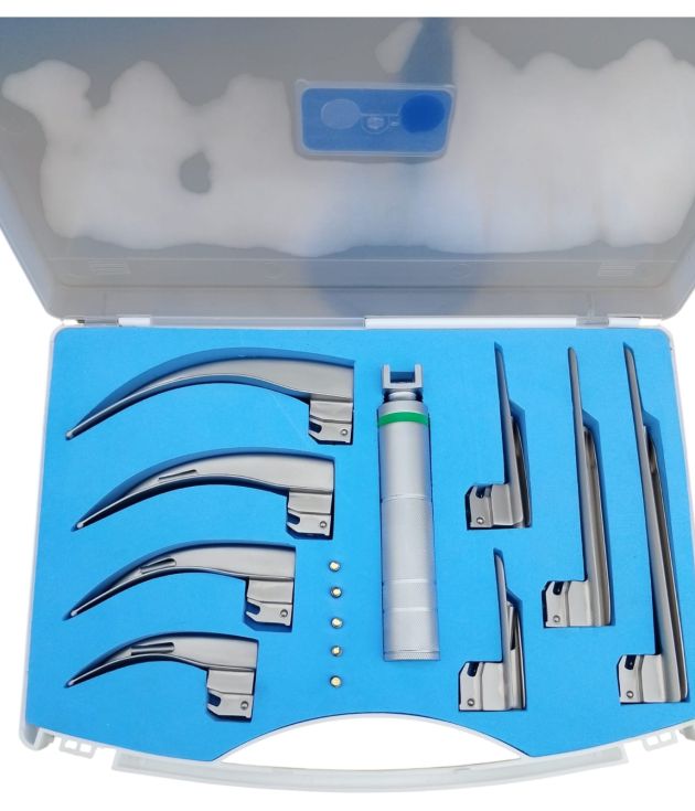 German Quality Fiber Optic Macintosh Laryngoscope Set  8 Blades