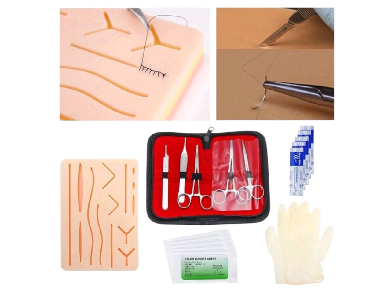 Complete Medical Student Suture Practice Kit with Silicone Pad & Tools