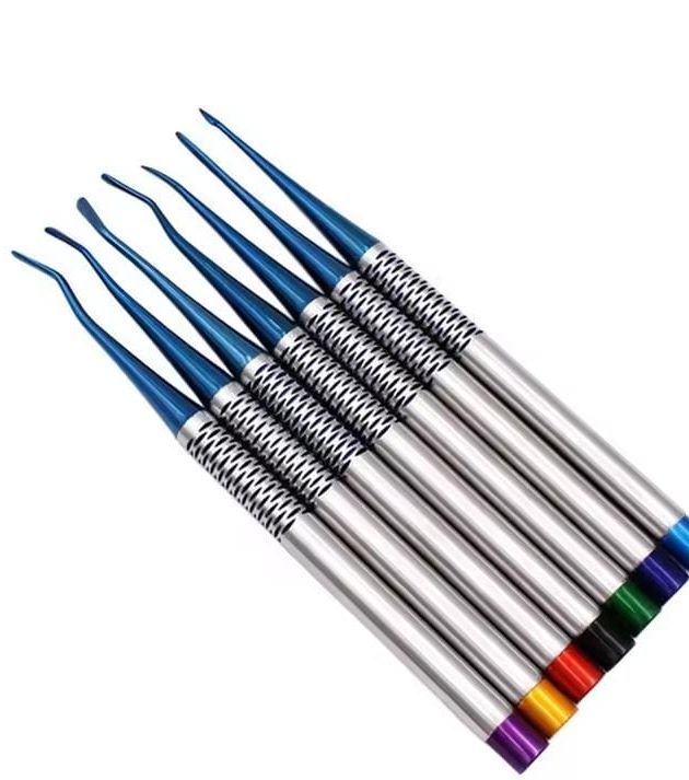 Dental Proximators PDL Luxating Root Elevators Set of 7 Precise Periotomes Tips with Color-Coded Handles
