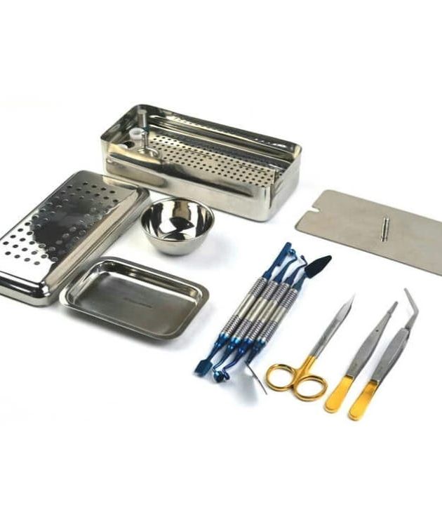 Dental PRF Box & GRF System Set with Stainless Steel & Blue Anodized Handle Instruments | Dental Implantology Kit