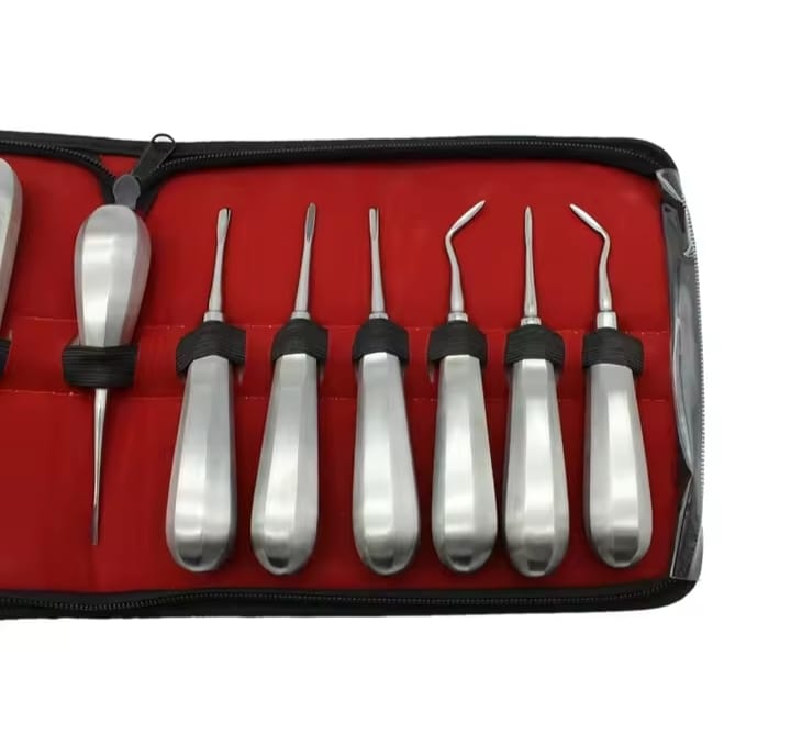 13 Pcs Dental Stainless Steel Root Forceps Extraction Elevator Kit with Non-Magnetic 304 Steel & Hex Handles - Image 3