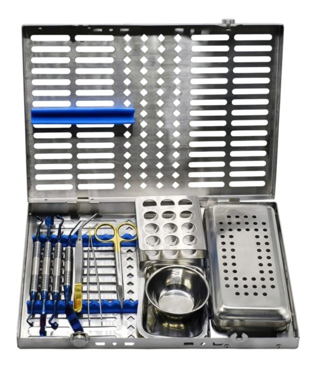Dental Stainless Steel PRF Box Cassette Tray Set with Bone Grafting Instruments & Test Tube Rack  Laser Surgical