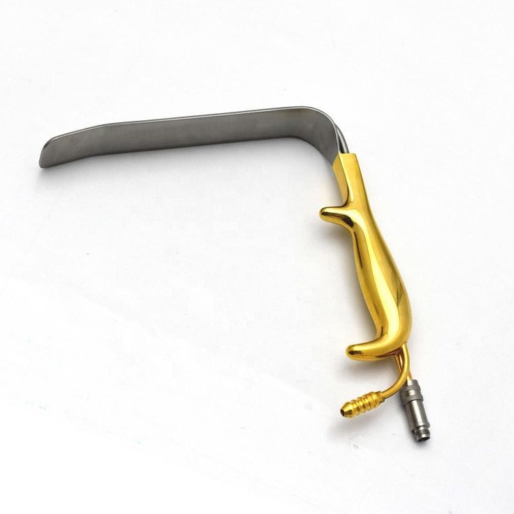 Ferreira Style Breast Retractor with Fiber Optic Light Guide & Suction Tube | Gold Handle Plastic Surgery Instruments - Image 2