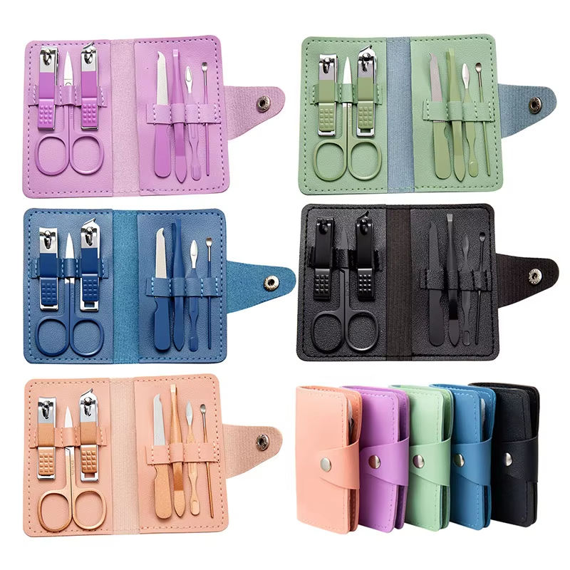 7 in 1 Nail Clipper Kit Nail File Scissors Carbon Steel Manicure Pedicure Care Set With PU Case