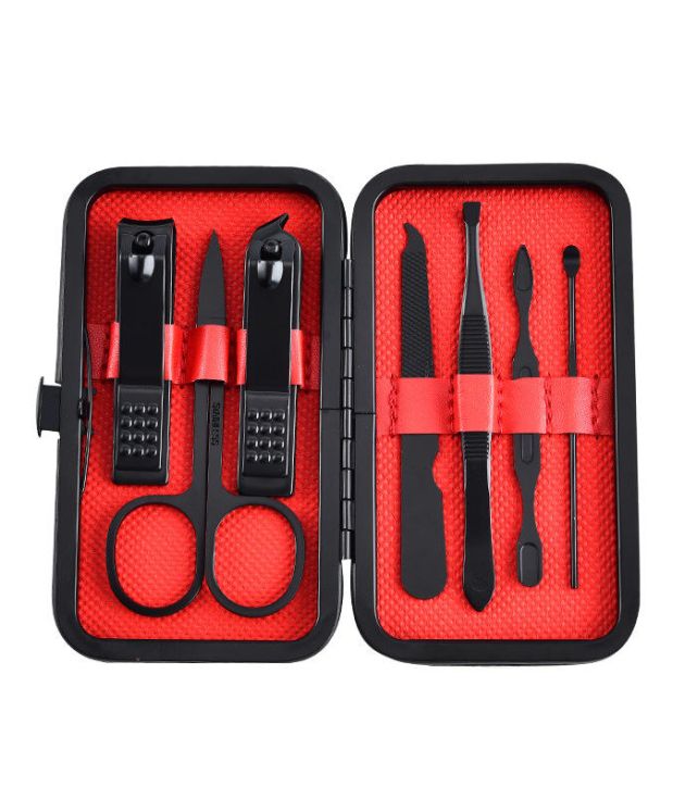 Custom Logo Stainless Steel Professional Portable Nail Care Kit with 7-in-1 Nail Clipper for Travel Use