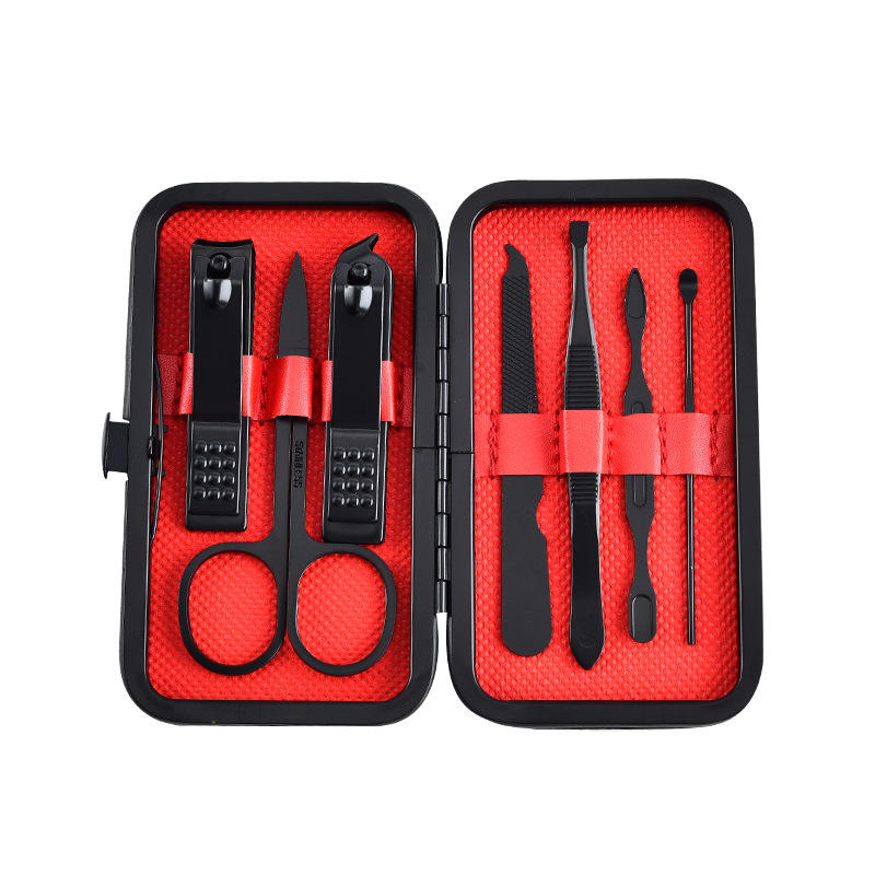 Custom Logo Stainless Steel Professional Portable Nail Care Kit with 7-in-1 Nail Clipper for Travel Use