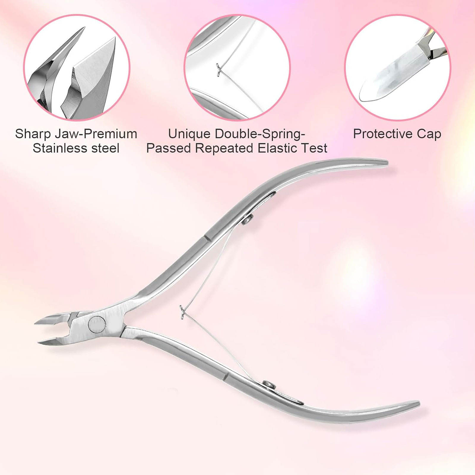 Premium Cuticle Trimmer with Cuticle Pusher Silver Nail Trimmer, Stainless Steel Manicure Pedicure Kit, 3 PCS Home Salon Use - Image 6