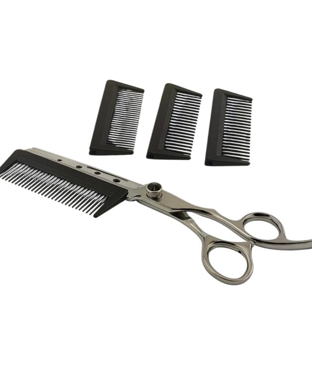 Professional Stainless Steel Razor Comb Hair Trimming Scissor Kit Interchangeable Blades Grooming Shear Barber Tool
