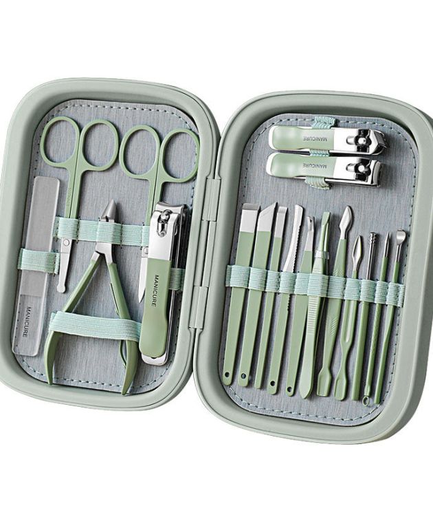 Professional 18PCS Manicure & Pedicure Tool Set Stainless Steel Nail Clipper Kit Travel Manicure Pedicure Tool Set Box Packed