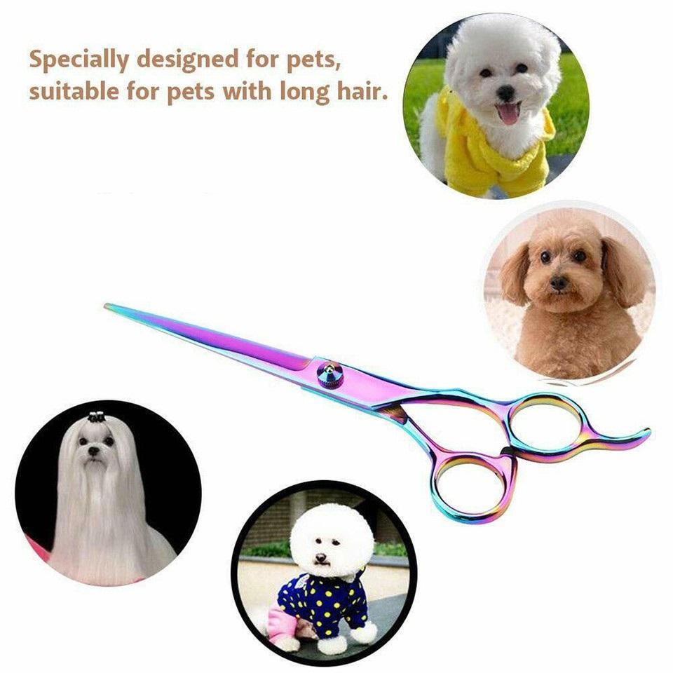 Laser Surgical Professional Professional Pet Grooming Scissors Set 7 Inch Rainbow Multi-Color Titanium Coated 440C Stainless Steel Dog Cat Hair Cutting Shear Kit - Image 5