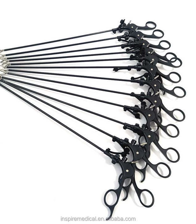 QNQ Microsurgery Equipment Reusable Plastic Steel Laparoscopy Instruments Manual Powered Curved Scissors Grasper Maryland CE