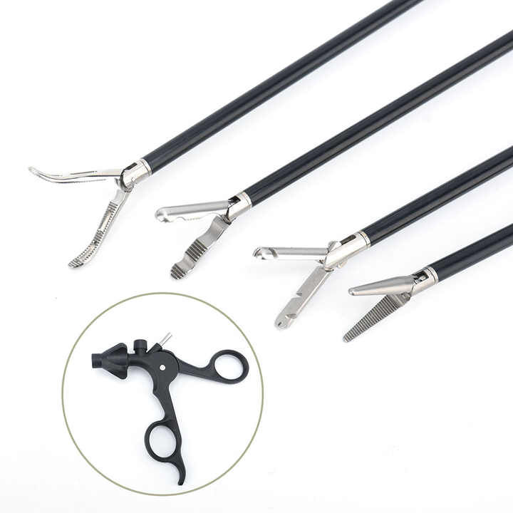 QNQ Microsurgery Equipment Reusable Plastic Steel Laparoscopy Instruments Manual Powered Curved Scissors Grasper Maryland CE - Image 3