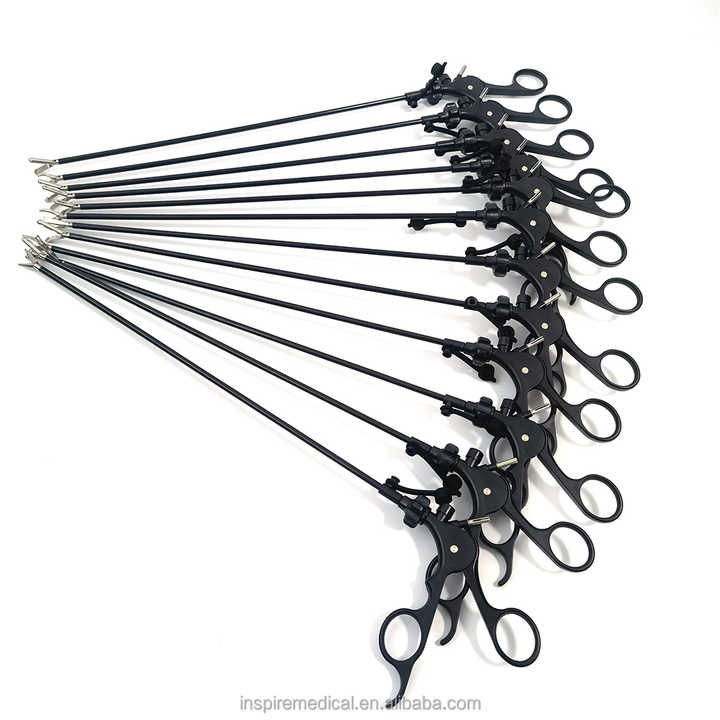 QNQ Microsurgery Equipment Reusable Plastic Steel Laparoscopy Instruments Manual Powered Curved Scissors Grasper Maryland CE