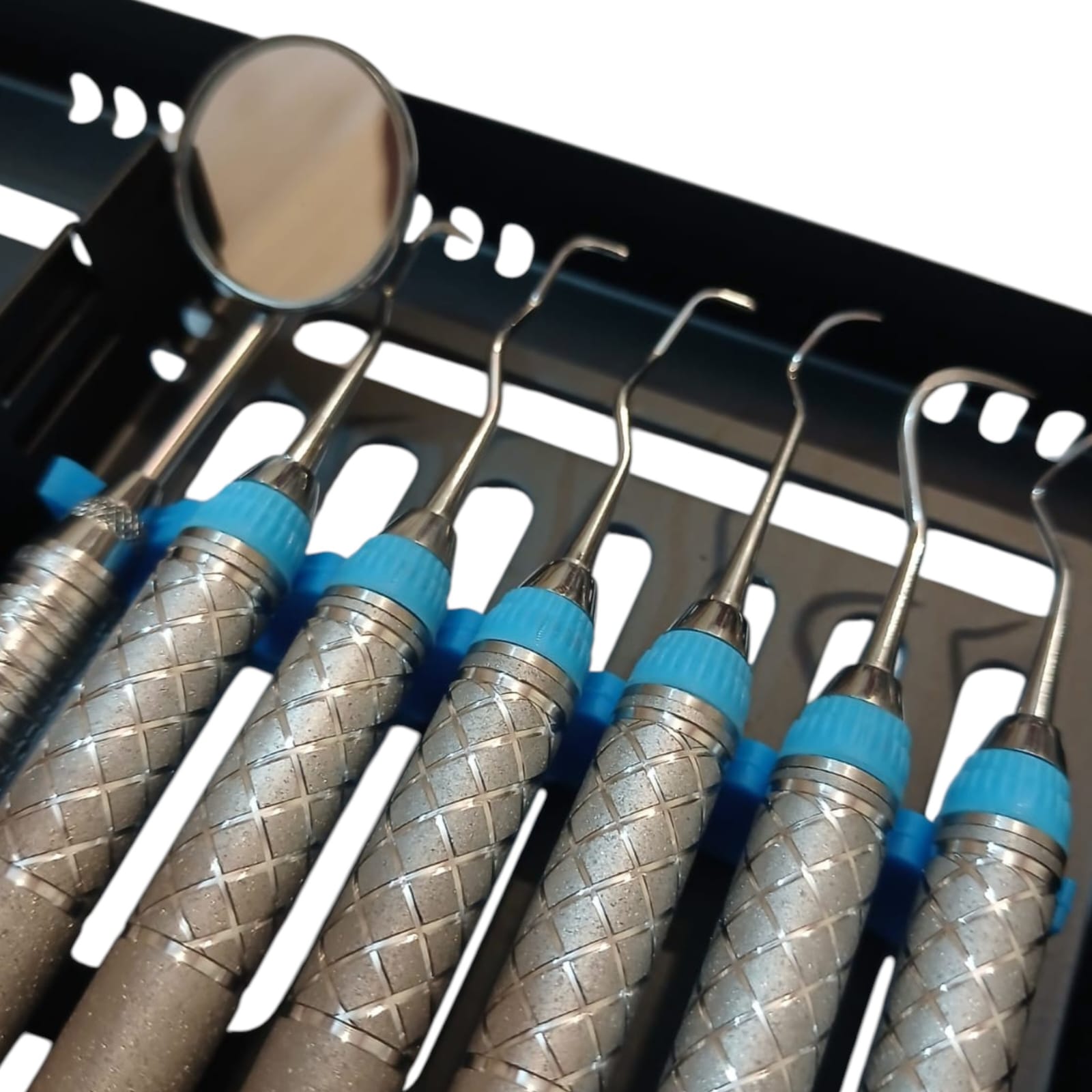 Laser Surgical Professional Dental Diagnostic Hygiene Instrument Set with Sterilization Cassette Rack Premium Stainless Steel Dental Mirror, Scalers, Explorers Periodontal Probes Kit (7 Pcs Set) 9001-13485 - Image 4
