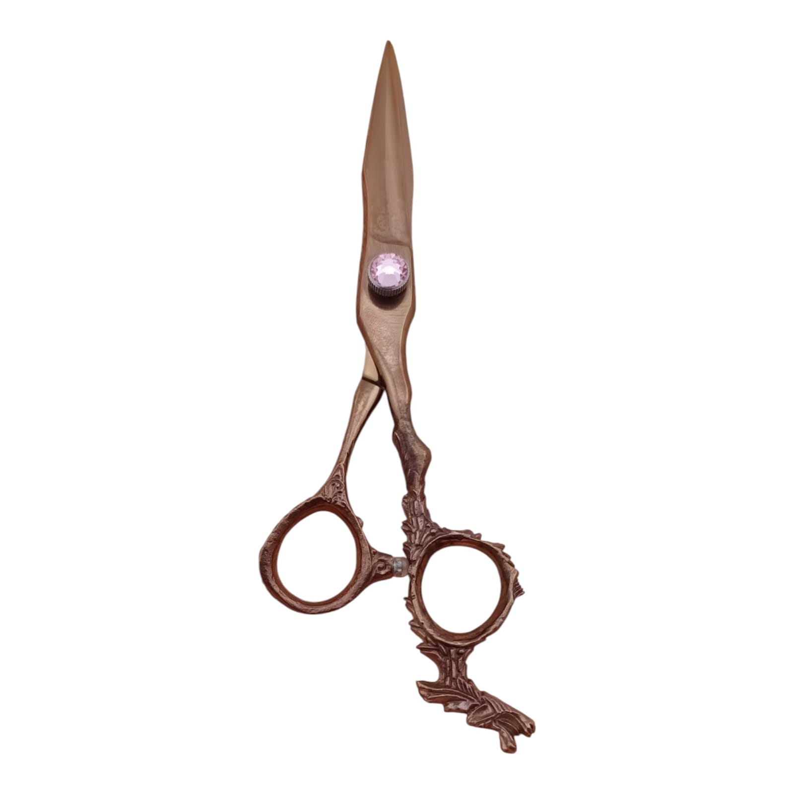 Professional 7.5 Inch Japanese 440C Steel Antique Copper Hair Cutting & Thinning Scissors Set - Dragon Handle Barber Shears with Pink Gem Tension Screw & Leather Case - Image 3